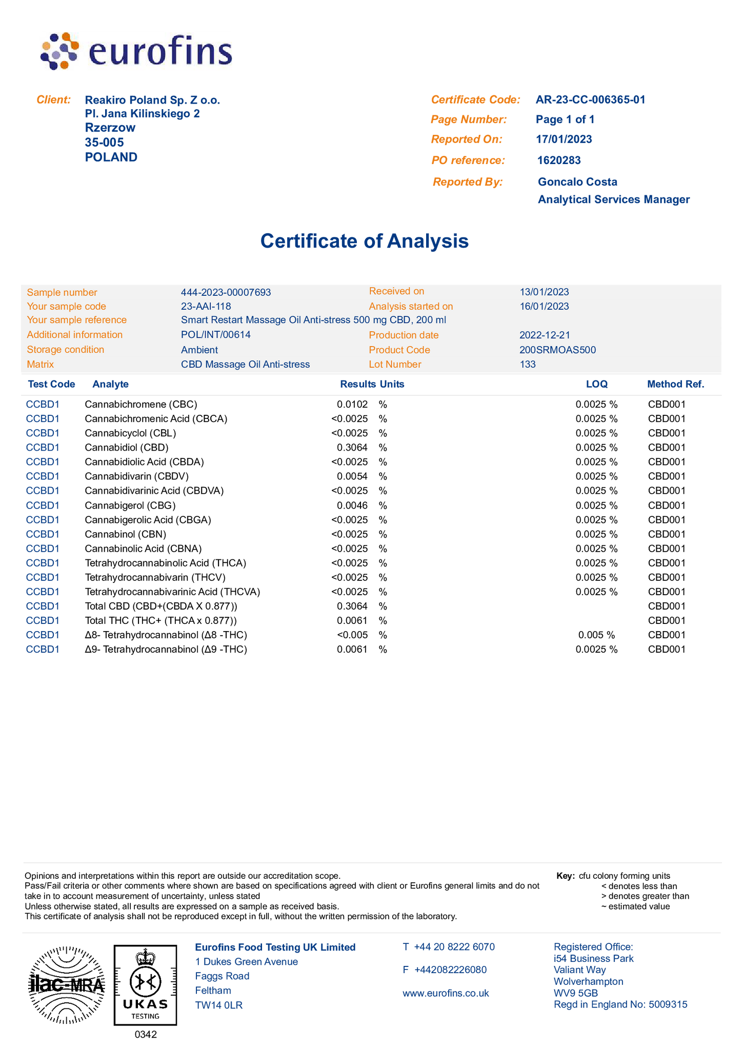 COA Certificate of Analysis